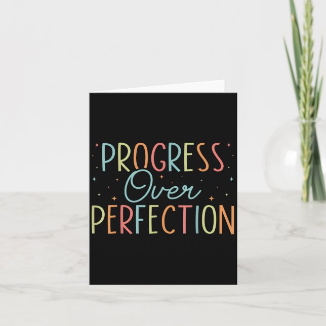 Retro Progress Over Perfection Motivational Quote  Card (Front)