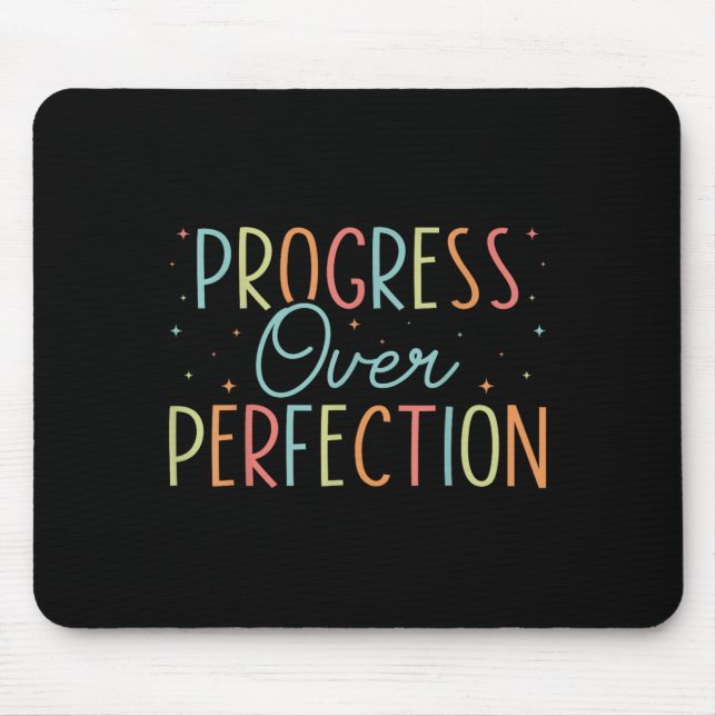 Retro Progress Over Perfection Motivational Quote  Mouse Pad (Front)