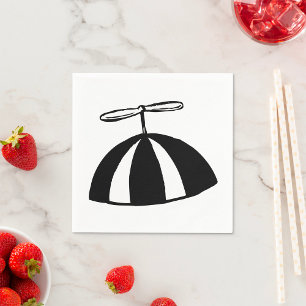 Retro Propeller Beanie Whimsical Black and White  Napkin