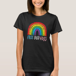Retro Proud Dad Lgbt Ally Mens Free Dad Hugs Rainb T-Shirt