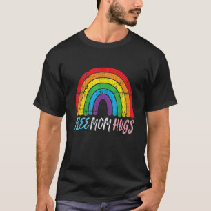 Retro Proud Mom Lgbt Ally Womens Free Mom Hugs Rai T-Shirt
