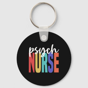 Retro Psych Nurse Psychiatric Nursing Psychology H Keychain