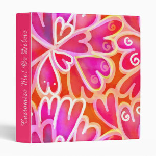 Retro Psychedelic 60s Pink Hearts Personalized Binder