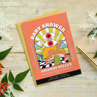 Retro Psychedelic Baby Shower Invitation