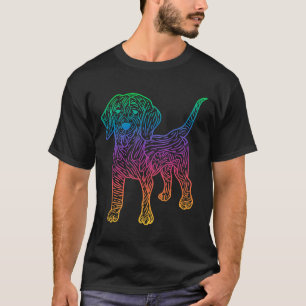 Retro Psychedelic Beagle Puppy Dog Rainbow Trippy  T-Shirt