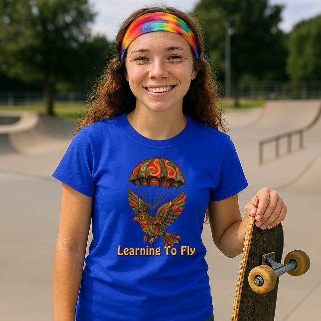 Retro Psychedelic Bird & Parachute T-Shirt (Creator Uploaded)