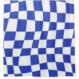 Retro Psychedelic blue wavy checkered Pattern