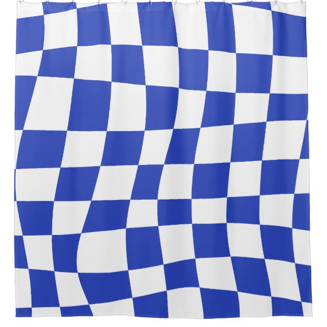Retro Psychedelic blue wavy checkered Pattern (Front)