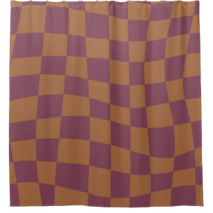 Retro Psychedelic burgundy wavy checkered Pattern