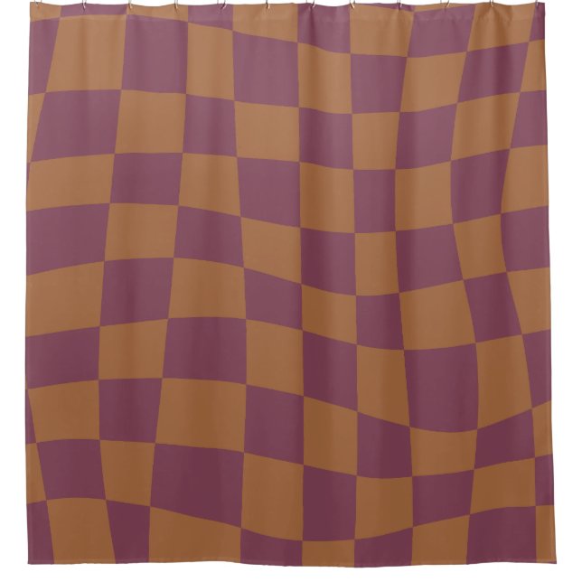 Retro Psychedelic burgundy wavy checkered Pattern (Front)