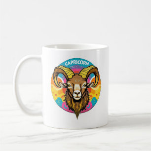 Retro Psychedelic Capricorn Zodiac Goat Dec Jan Coffee Mug