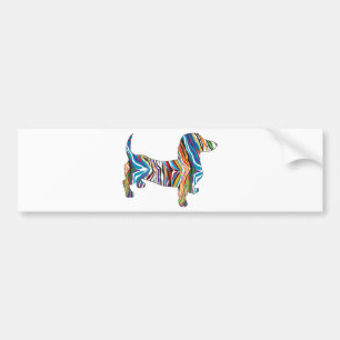 Retro Psychedelic Dachshund Bumper Sticker