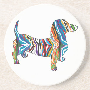 Retro Psychedelic Dachshund Coaster