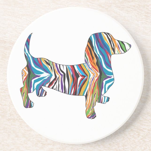 Retro Psychedelic Dachshund Coaster (Front)