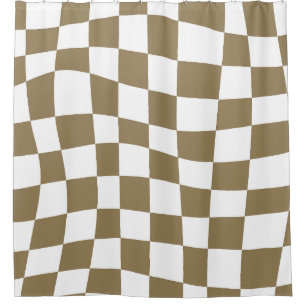 Retro Psychedelic gold wavy checkered Pattern
