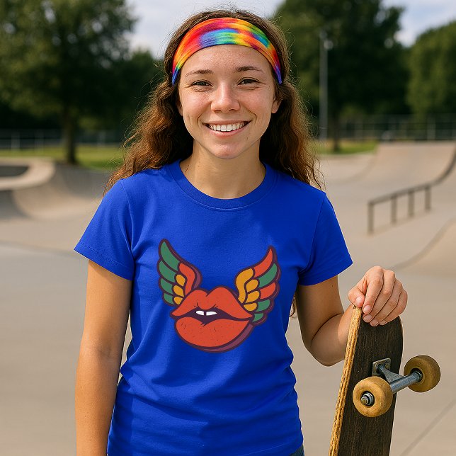 Retro Psychedelic Lips With Wings T-Shirt (Creator Uploaded)