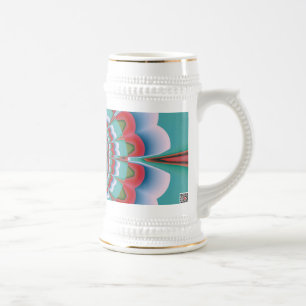 Retro Psychedelic Mandala Bloom Abstract Art Beer Stein