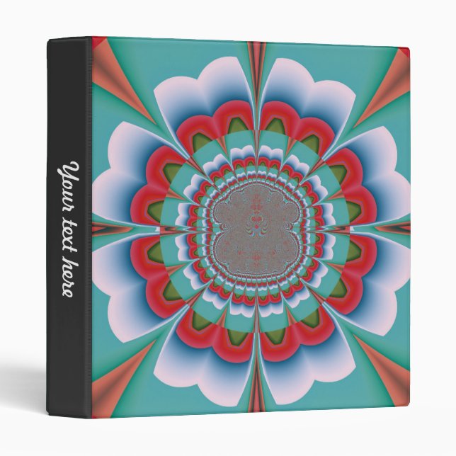 Retro Psychedelic Mandala Bloom Abstract Art Binder (Front/Spine)