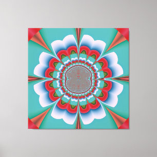 Retro Psychedelic Mandala Bloom Abstract Art Canvas Print