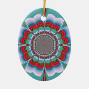 Retro Psychedelic Mandala Bloom Abstract Art Ceramic Ornament