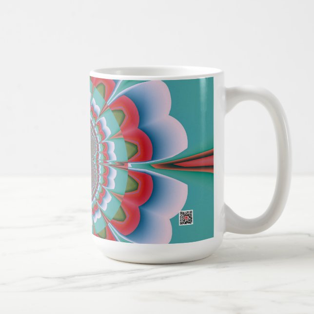 Retro Psychedelic Mandala Bloom Abstract Art Coffee Mug (Right)