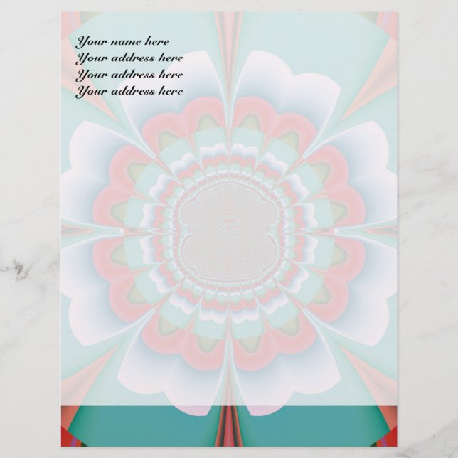Retro Psychedelic Mandala Bloom Abstract Art Letterhead (Front)