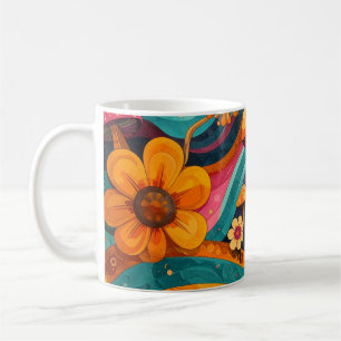 Retro Psychedelic Swirls Mushrooms Vintage Coffee  Mug