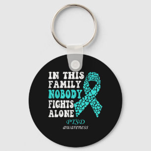 Retro Ptsd Awareness Nobody Fights Alone Heart Keychain