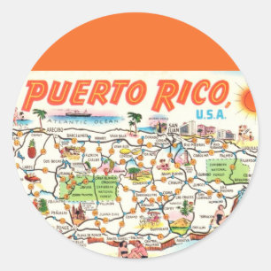 Retro Puerto Rico Map Classic Round Sticker