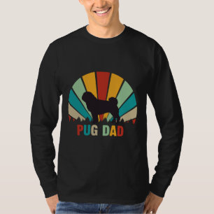 Retro Pug Dad Gifts - Funny Pug Father&x27;s Day E T-Shirt