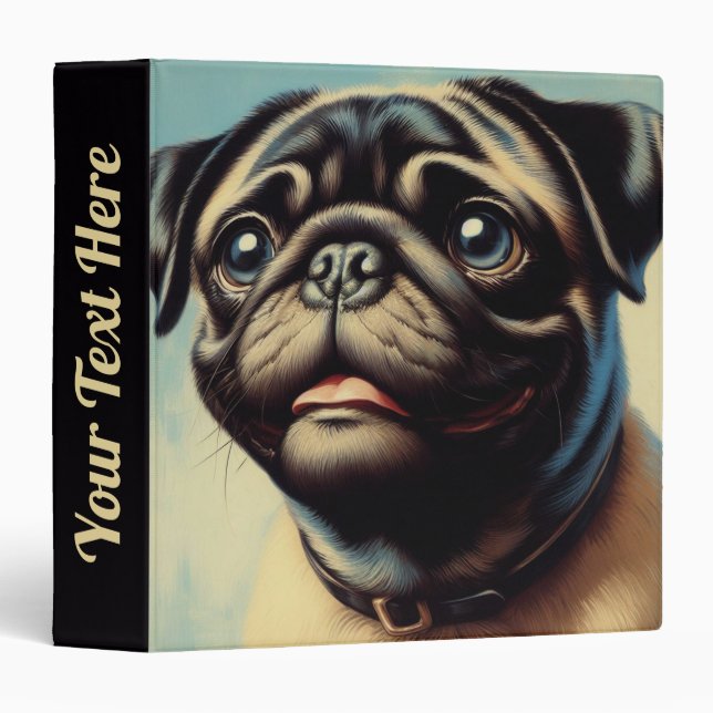 Retro Pug Painting Binder (Front/Spine)