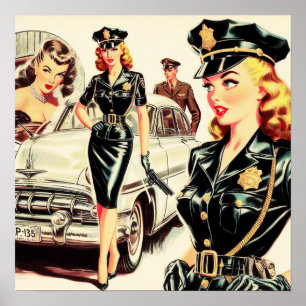 Retro Pulp Cop Girl Poster