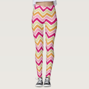Retro Pulse : Leggings à chevron zig-zag multicolo