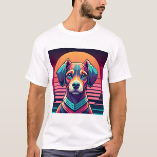 Retro Pulse Pup 80s Sunset Vibes T-Shirt