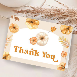 Retro Pumpkin  Baby Shower Folded Thank You Card