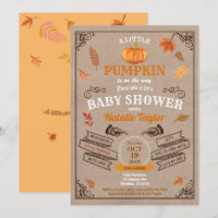 Retro pumpkin baby shower invitation vintage