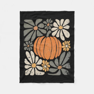 Retro Pumpkin Boho Flowers Fall Autumn Thanksgivin Fleece Blanket