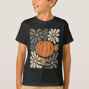 Retro Pumpkin Boho Flowers Fall Autumn Thanksgivin T-Shirt