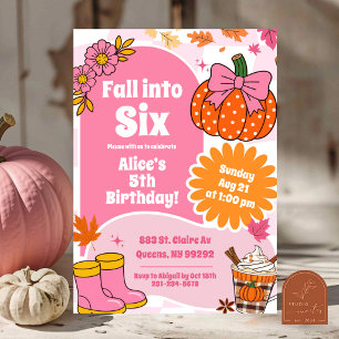 Retro Pumpkin Fall Into Any Age Birthday Invitation