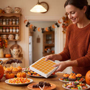 Retro Pumpkin Orange Gingham Halloween Party Napkin