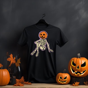 Retro Pumpkin Skeleton Halloween T-Shirt