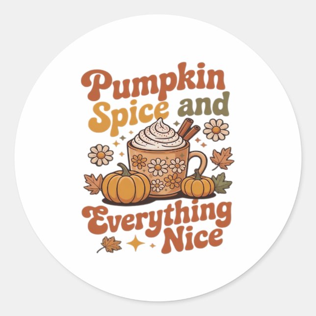 Retro Pumpkin Spice Everything Nice Classic T-Shir Classic Round Sticker (Front)
