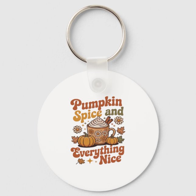Retro Pumpkin Spice Everything Nice Classic T-Shir Keychain (Front)