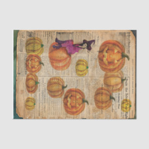 Retro Pumpkin Vintage Witch Halloween Decoupage Tissue Paper