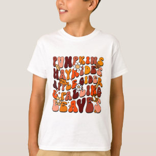 Retro Pumpkins Hayrides Apple Cider And Falling Le T-Shirt
