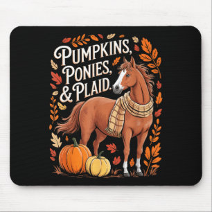 Retro Pumpkins Ponies & Plaid Horses Autumn Mouse Pad