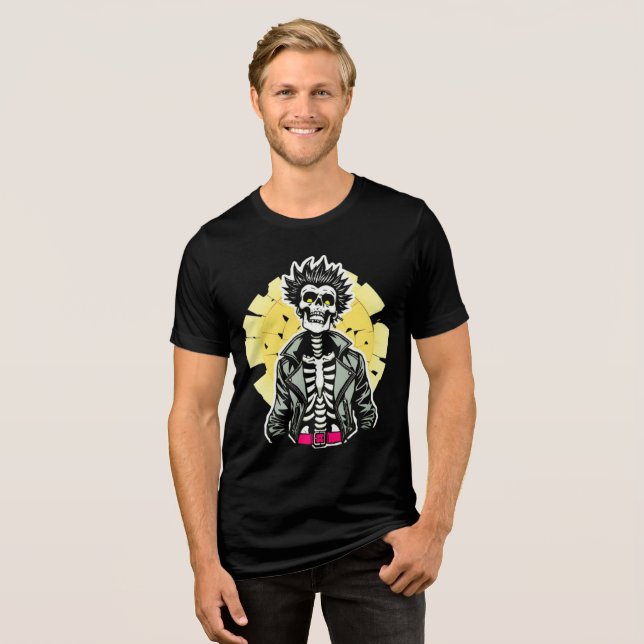 Retro Punk Skeleton: Tri-Blend Tee Coolness (Front Full)