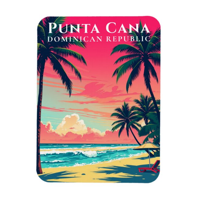 Retro Punta Cana Souvenir Dominican Republic Beach Magnet (Vertical)