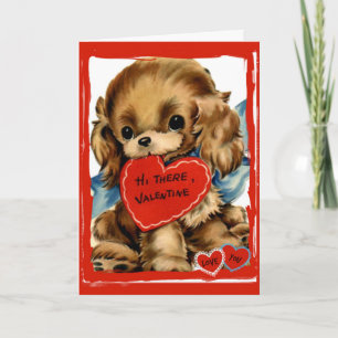 Retro Puppy Hi There Valentine Card