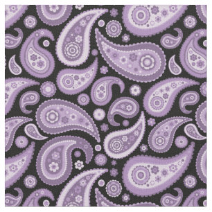 Retro Purple and Black Paisley Pattern Fabric